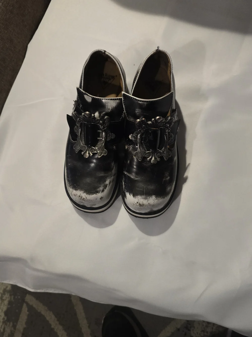 John Fluevog Platform Loafers with Ornate Buckles